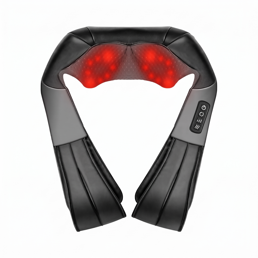 Orla Back Shiatsu Neck and Back Massager with Heat Deep Kneading Nodes and Side Straps for Chair Sofa and Bed