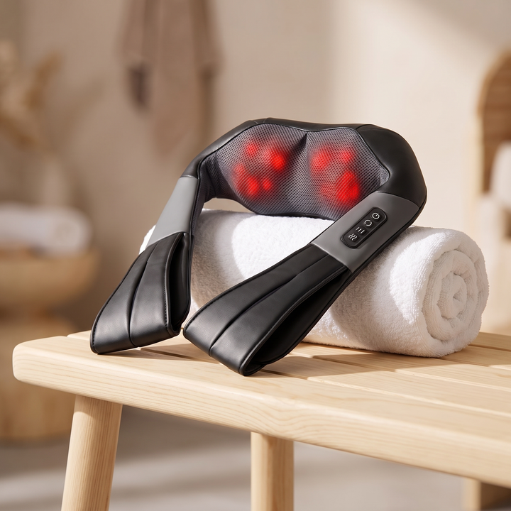 Orla Back Shiatsu Neck and Back Massager with Heat Deep Kneading Nodes and Side Straps for Chair Sofa and Bed