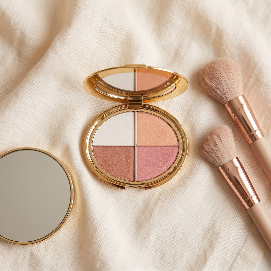 Liora Glow Wardrobe Highlighting Palette Pressed Shimmer and Satin Shades for Eyes and Cheeks in One Compact