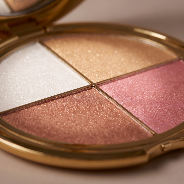 Liora Glow Wardrobe Highlighting Palette Pressed Shimmer and Satin Shades for Eyes and Cheeks in One Compact