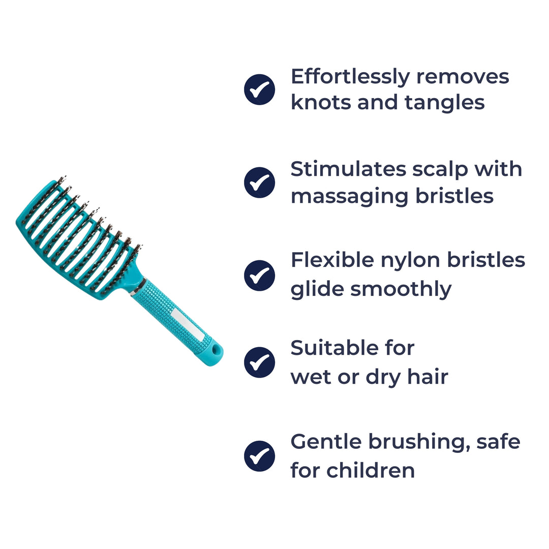 Quick Knot‑Free Detangling – Nylon Bristles with Scalp Massage Tips – For Thick or Curly Hair Bowlift